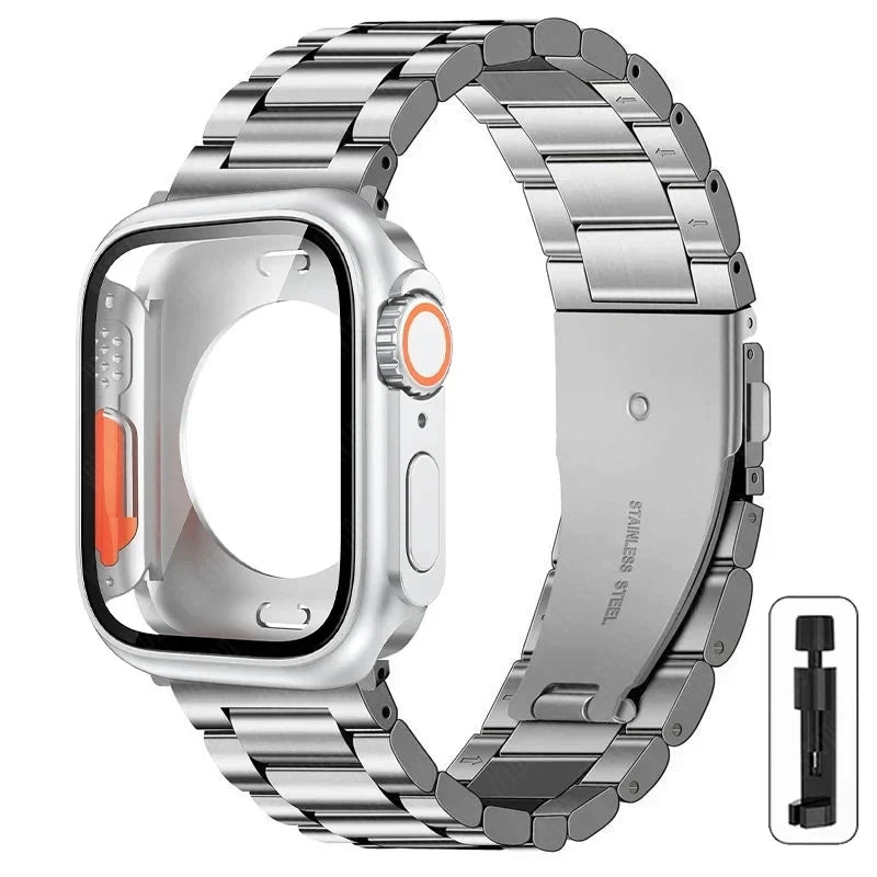 Stainless Steel Strap + Ultra Case for Apple Watch Series 4-9 (40mm-45mm)