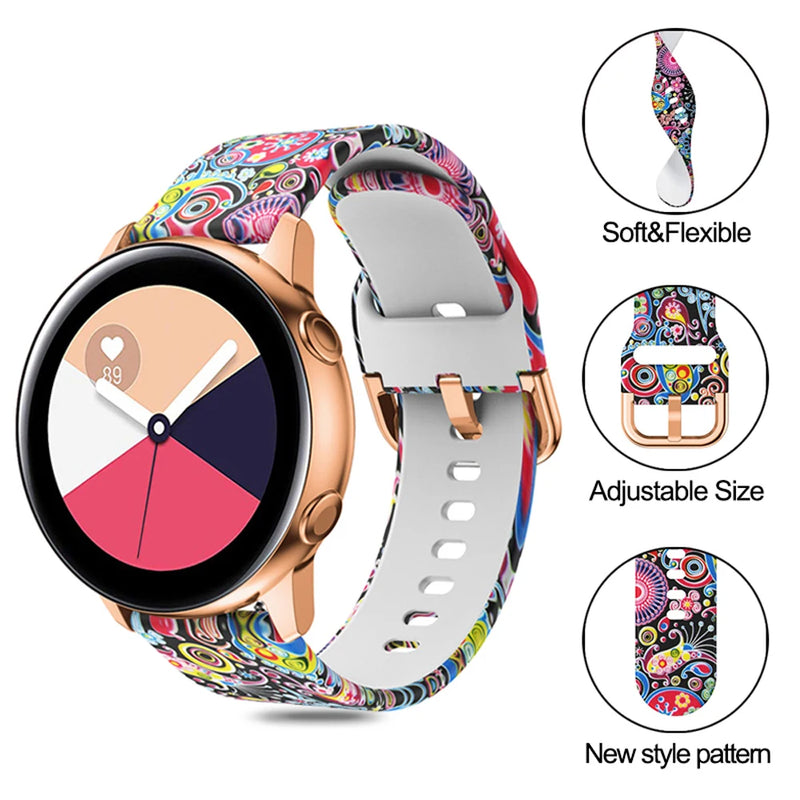 20mm 22mm Graffiti Style Silicone Strap for Samsung Galaxy Watch, Gear S3, Amazfit, and Huawei