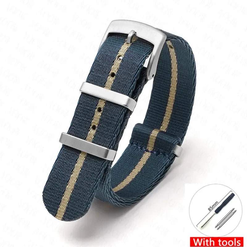 Soft Nylon Strap for Omega Seamaster 007 & Seiko Prospex - Military Canvas Watch Band