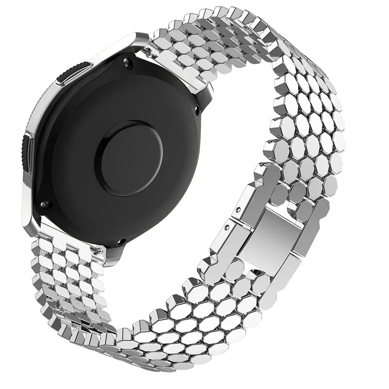 22mm 20mm Stainless Hexagon Style Steel Strap for Samsung Galaxy, Huawei, and Amazfit Watches