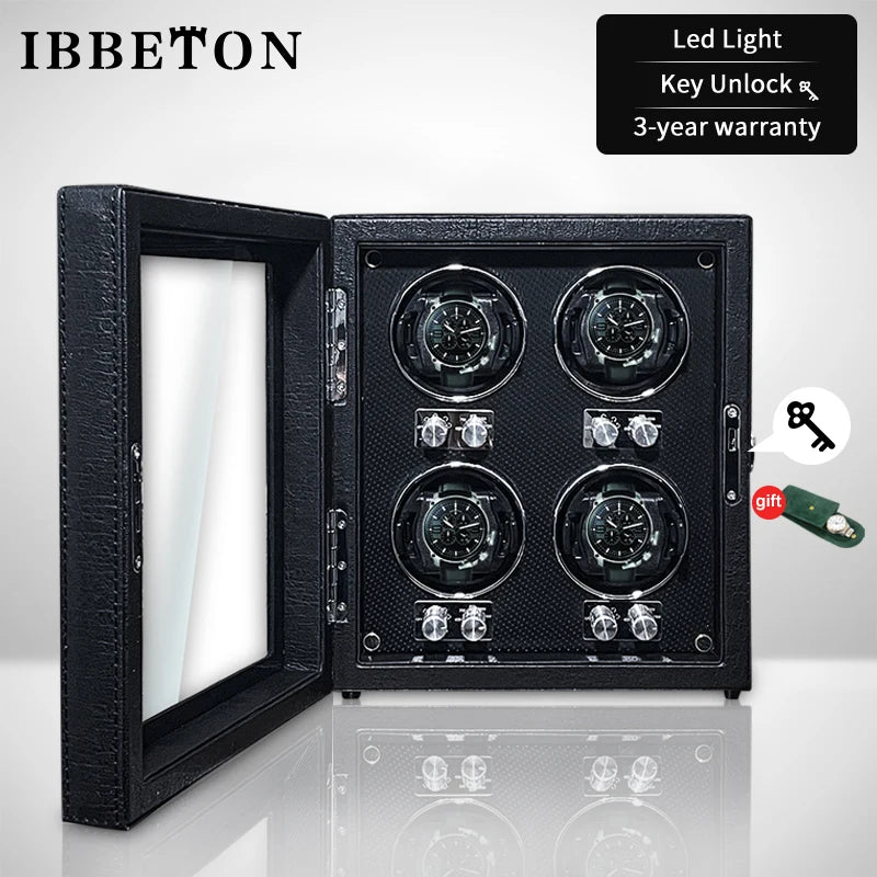 IBBETON Wooden Watch Winder Case, 2/4/6 Slots, Mabuchi Motor, Luxury Storage