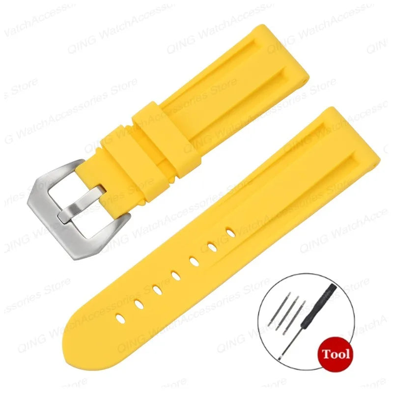 Silicone Watch Strap for Panerai, Omega, Casio – 20mm, 22mm, 24mm, 26mm Band with Metal Pin Buckle