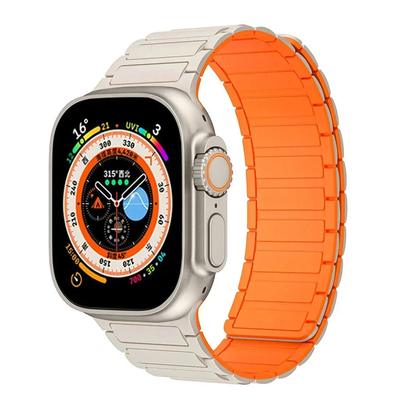 Magnetic Silicone Band for Apple Watch Ultra 2, Series 10, 9, 8, 7, SE – 49mm, 45mm, 44mm, 42mm, 41mm, 40mm