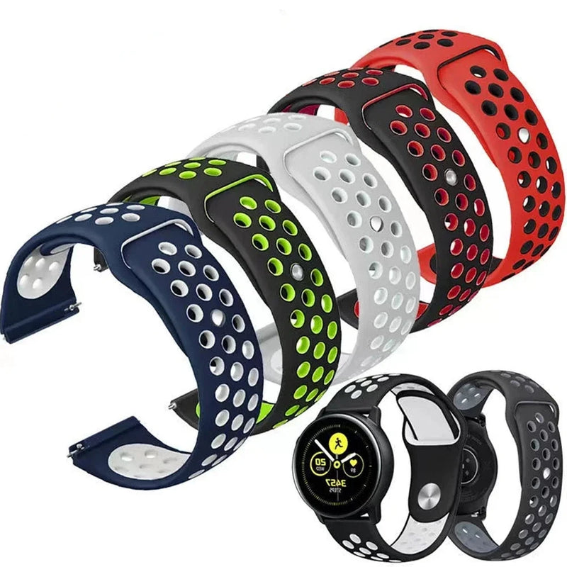 Sport Silicone Strap (20mm/22mm) for Samsung Galaxy, Huawei GT, Amazfit, Xiaomi