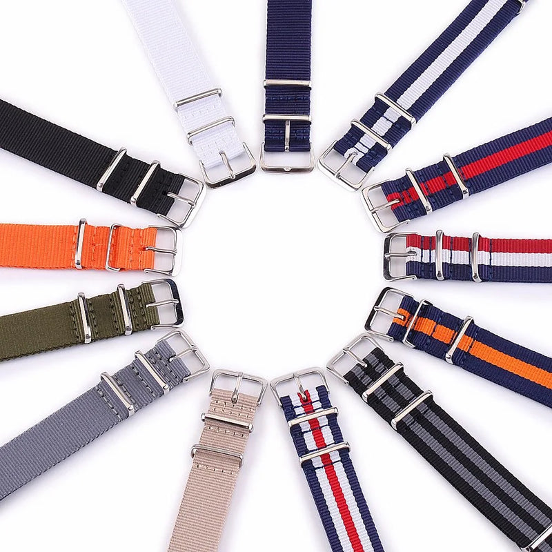 Universal Canvas Nylon NATO Watch Strap for Rolex, Longines, Tissot, SEIKO, OMEGA - 18mm-22mm