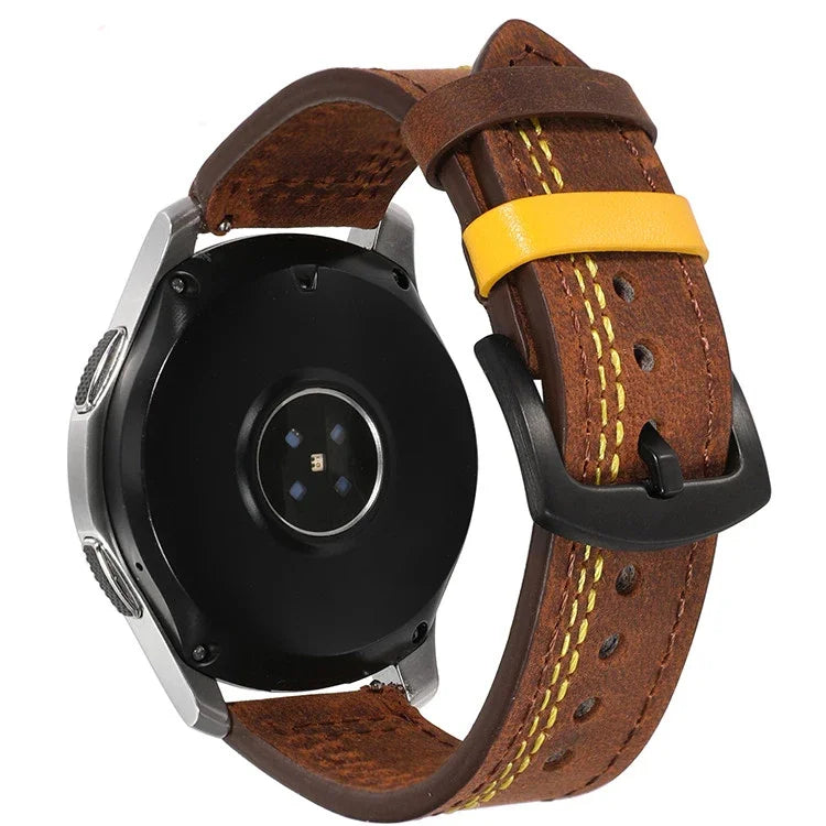 Leather Strap (20mm/22mm) for Samsung Galaxy, Huawei GT, Amazfit, Xiaomi: Classic and Elegant