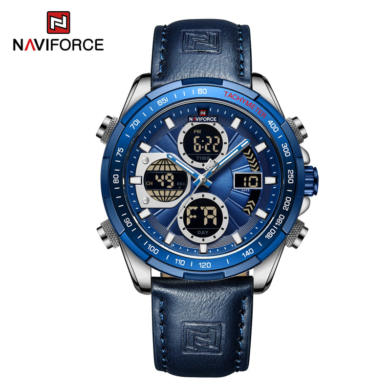 NAVIFORCE NF9197 Mens Luxury Quartz Watch, Chronograph, Leather or Steel, 46mm, Waterproof