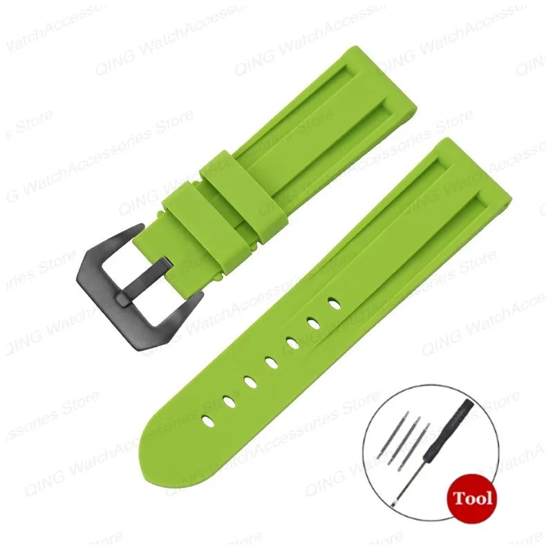 Silicone Watch Strap for Panerai, Omega, Casio – 20mm, 22mm, 24mm, 26mm Band with Metal Pin Buckle