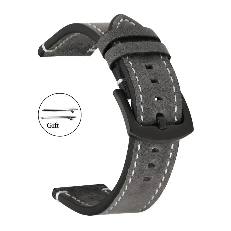 Retro Leather Watchband – Premium Calf Leather Strap for Samsung, Huawei & Traditional Watches