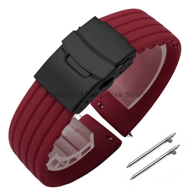 8mm 20mm 22mm 24mm Quick Release Silicone Watchband for Huawei, Fossil, Seiko & More