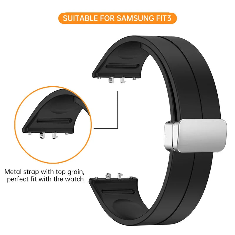 Magnetic Silicone Strap for Samsung Galaxy Fit 3 – Adjustable Sport Band