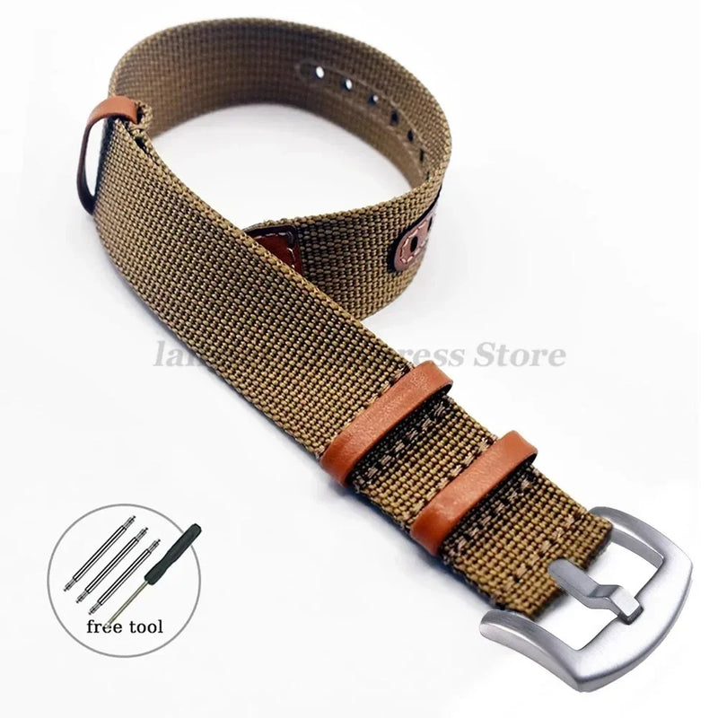 Canvas Nylon Leather Watch Strap for Seiko, Omega, Hamilton - 20mm & 22mm Replacement Wristband