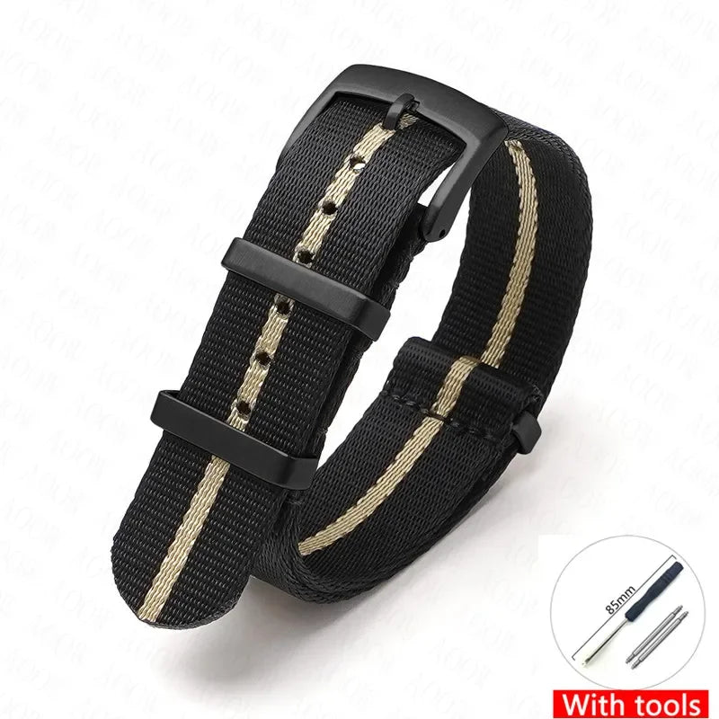 Soft Nylon Strap for Omega Seamaster 007 & Seiko Prospex - Military Canvas Watch Band