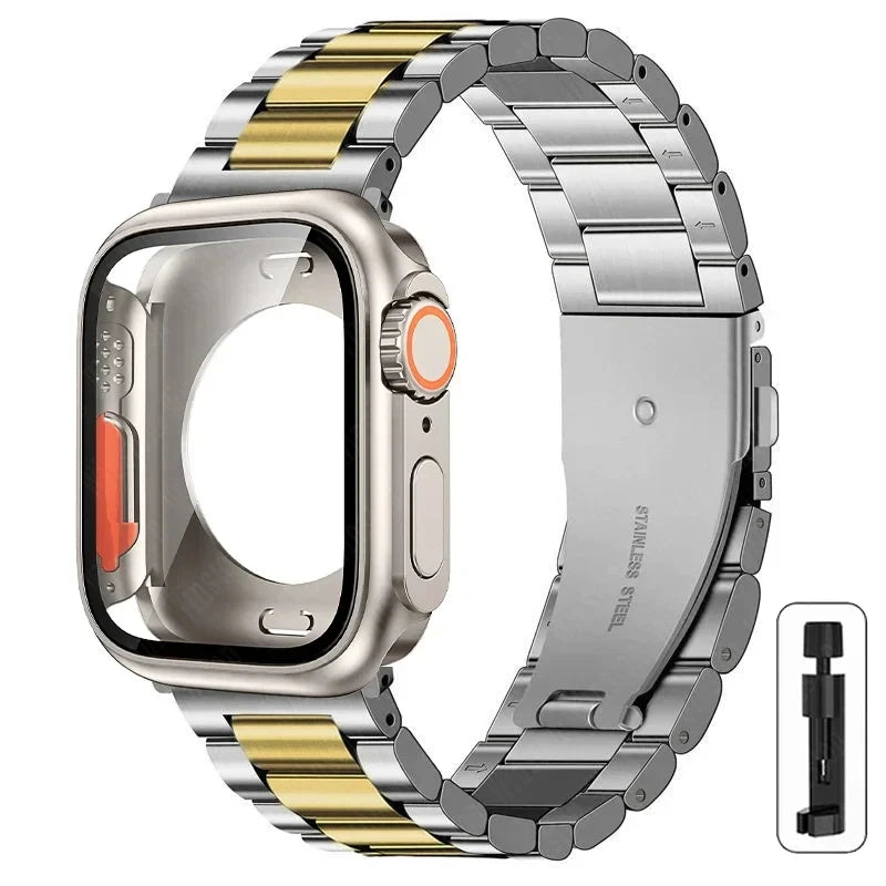 Stainless Steel Strap + Ultra Case for Apple Watch Series 4-9 (40mm-45mm)