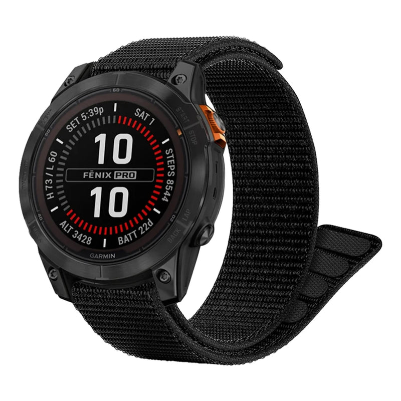 Hook Loop 22mm & 26mm Nylon Strap for Garmin Fenix 7X, 6X Pro, Epix Pro Gen, Enduro, Forerunner 965