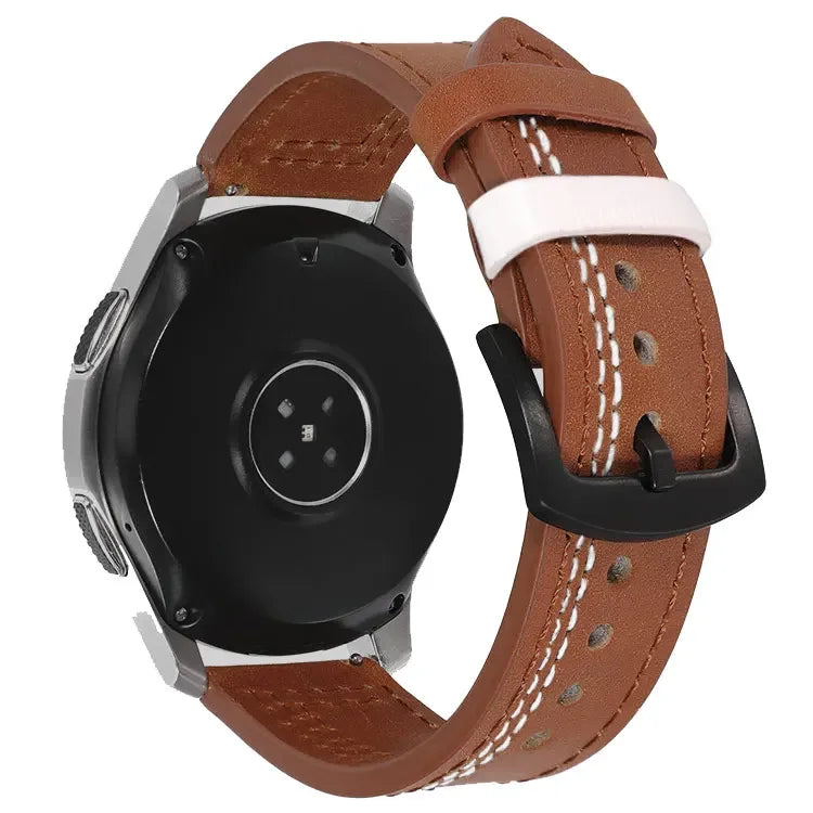 Leather Strap (20mm/22mm) for Samsung Galaxy, Huawei GT, Amazfit, Xiaomi: Classic and Elegant