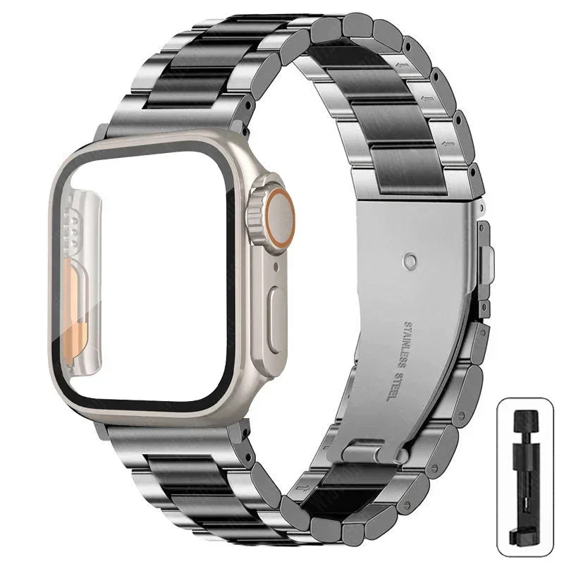 Stainless Steel Strap + Ultra Case for Apple Watch Series 4-9 (40mm-45mm)